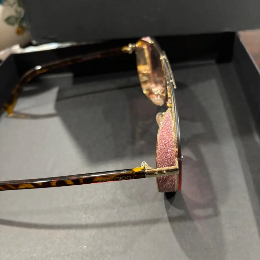 Jimmy Choo Gradient Purple Aviator Sunglasses with Gold Accents - Picture 2 of 8